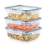Snapware Total Solution 3-Pack (8.5-Cup) Plastic Food Storage Containers Set, Leakproof & Airtight Locking Lids Rectangular Tupperware, Non-Toxic BPA-Free Lids, Microwave Dishwasher Freezer Safe