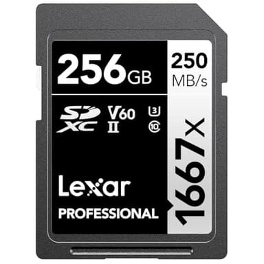 Lexar 256GB Professional 1667x SD Card, UHS-II, C10, U3, V60, Full HD, 4K, Up To 250MB/s Read SDXC Memory Card, for Professional Photographer, Videographer, Enthusiast (LSD256CBNA1667)