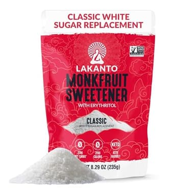 Lakanto Classic Monk Fruit Sweetener with Erythritol - White Sugar Substitute, Zero Calorie, Keto Diet Friendly, Zero Net Carbs, Baking, Extract, Sugar Replacement (Classic White - 8.29 oz)
