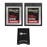 SanDisk Extreme PRO 128GB CFexpress Type-B Memory Card, 2-Pack, Bundle with Green Extreme Dual-Slot Memory Card Reader