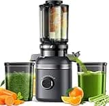 GlowWise Cold Press Masticating Juicer Machines with Built-in Blades for Slicing Whole Fruits & Vegetables, 4.35" Large Feeding Chute, Quiet & Easy to Clean, 99% High Juice Yield
