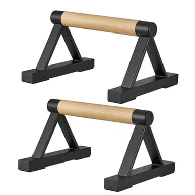 BESTWEI Wood Triangle Push Up Bars for Floor, Strength Training Pushup Stands Parallettes Bars for Home Calisthenics, Fitness, Floor Workouts Solid Wood with Sturdy Metal Bracket, Support 500 lbs
