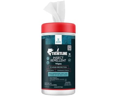 Zone Protects Tightline Picaridin Insect Repellent Wipes; 80-ct Fishermen's Formula; 12-hr Protection Against Mosquitoes, Flies and Gnats. No Damage to Plastic.