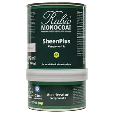 Rubio Monocoat SheenPlus 560 ft² | 0% VOC Satin Look Sheen Enhancer & Wood Finish for Interior Surfaces, Furniture, Floors, Countertops & Tables Finished with Oil Plus 2C | 350 ml