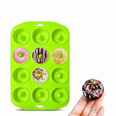 12 hole Silicone Donut Pan, Bite Size Silicone Donut Molds for baking, Mini Donut Mold Heat Resistant, Mini Donut Pan for baking Donuts, Muffin, Cake Biscuit Bagels, Non-stick Bottom, Dishwasher Safe