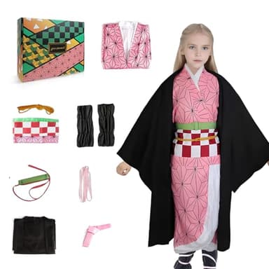 Kahopy Anime Cosplay Costume Kids Uniform, Halloween Kimono Role Play Outfit Set for Boys and Girls