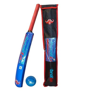 Bratla Plastic Cricket Set Size 3 – Cricket Bat, Ball & Carry Bag Training Kit for Casual Cricket Practice (Size 3)
