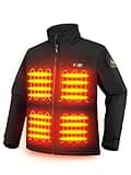 PTAHDUS Men's Heated Jacket Soft Shell with Hand Warmer, with 7.4V Battery Pack (Large, Black)