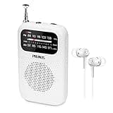 PRUNUS J-777 Pocket Radios Portable AM FM Small Walkman Radio with Best Reception, 2 AAA Battery Operated Transistor Radio with Headphone & Speaker for Walk/Jogging/Gym/Camping White