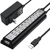 Powered USB Hub 2.0, VIENON 10-Port USB Hub USB Extender Splitterwith Individual LED Indicator Light for MacBook, PC, Laptop, Desktop Xbox, Flash Drive, HDD, Console, Printer, Camera,Keyborad, Mouse