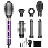 Vincofy 7 in 1 Blow Dryer Brush and Hair Dryer, Hot Hair Styler with Negative Ion 110,000 RPM Hair Straightener Brush for Fast Drying Straightening Curling Voluming, Suitable for All Types,Purple