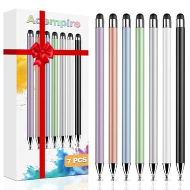 Stylus (7 Pcs), 2-in-1 Stylus Pen for Touch Screen, High Precision and Sensitivity, Suitable for iPad/iPhone/Samsung/Android Smartphone and Tablets, Compatible with All Touch Screen (Multicolor)