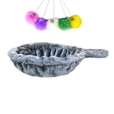 SHENGOCASE 13" Grey Basket Lounger Hammock Bed for Cat Tree Tower Replacement, 5-Pack Hanging Toys with Elastic Strings, Cat Tree Accessories Hammock Attachment (Grey)