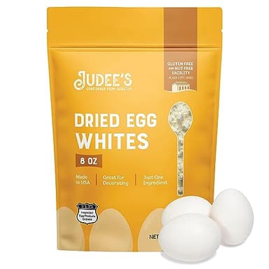 Judee's Gluten Free Dried Egg White Protein Powder - Pasteurized, Gluten-Free & Non-GMO Dried Egg Whites - Whips Fluffy Meringues - 8 Oz