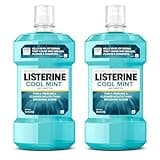 Listerine Cool Mint Mouthwash, Kills 99.9% of Germs That Cause Bad Breath, Plaque and Gingivitis, Antiseptic, Cool Mint Flavor, 1 L, 2 Pack