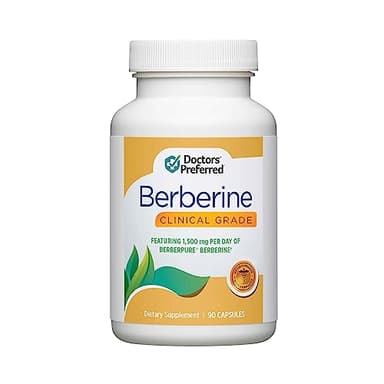 DOCTORS' PREFERRED Berberine Clinical Grade Supplement - Doctor Formulated | 1500 mg per Daily Serving | 90 Count