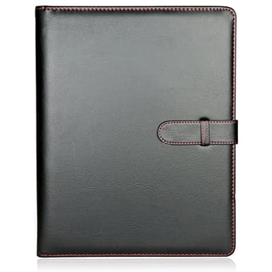 H&S A4 Faux Leather Portfolio Folder with Ring Binder Mechanism - A4 Business Padfolio with 40 Plastic Pockets - Conference Organizer - Portfolio Binder - Leather Padfolio