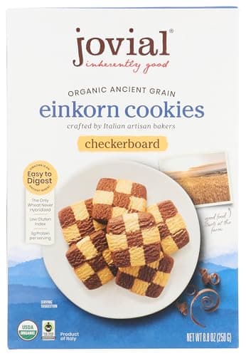 Jovial Organic Einkorn Checkerboard Cookies - Organic Cookies, High Protein, Fair Trade Certified, All Natural Ingredients, Low Carb, Low Sugar, Palm Done Right - 8.8 Oz