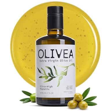 OLIVEA - Ultra High Phenolic Olive Oil – 1000+ mg/kg Polyphenols | 2025 Early Harvest | Organic EVOO from Greece | Cold-Pressed Olympia | Rich in Hydroxytyrosol for Heart, Brain & Longevity | 500ml (16.9 oz)