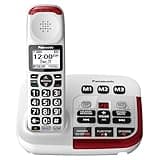 Panasonic Amplified Cordless Phone with Slow Talk, 40dB Volume Boost, 100dB Loud Visual Ringer, Hearing Aid Compatibility, Large Screen and Backlit Keypad - KX-TGM420W - 1 Handset (White)
