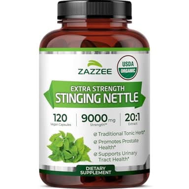 Zazzee USDA Organic Stinging Nettle Leaf 20:1 Extract, 120 Vegan Capsules, 4 Month Supply, Urtica Dioica, Respiratory, Immune & Seasonal Wellness Support, Organic Herbal Supplement, Made in the USA