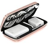 iMangoo Shockproof Carrying Charger Case Hard Protective EVA Impact Resistant Power Bank Pouch Small Electronics Organizer Cable Accessory Travel Essentials for Women,Size 6.5''x3.2''x1'',Rose Gold