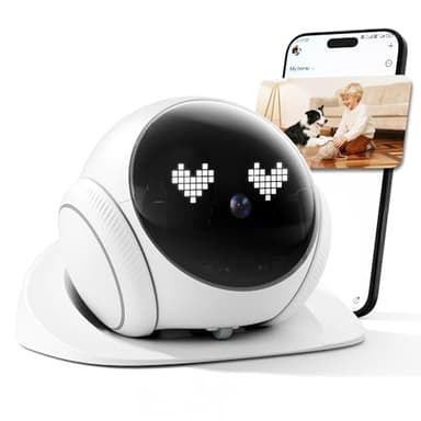 XZI Movable Indoor Robot Camera, Family Bot Security for Cat/Dog/Pet/Elderly, Robot Camera on Wheels with Auto-Recharge, 2-Way Talk, Night Vision, Motion Detection, Phone App