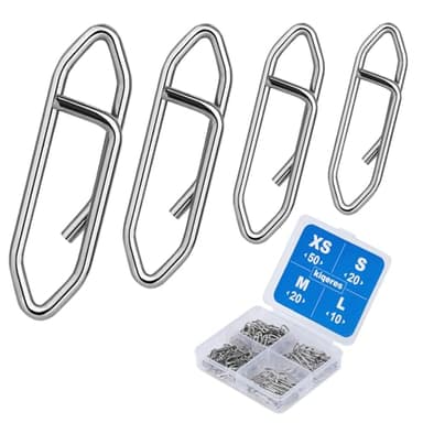 Kiqeres 100PCS Fishing Speed Clips, Stainless Steel Fishing Snap, High Strength Lure Clips, Quick Change Snap Set for Freshwater and Saltwater Crankbait Popper Lure Connector Tackle