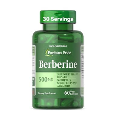 Puritan's Pride Berberine 500 mg, Dietary Supplement Support for Heart Health, Weight Loss, Support Blood Sugar and Cholesterol, 1 Month Supply, 60 Capsules