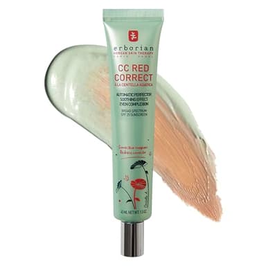 Erborian CC Red Correct - Skincare-First Green Color Corrector with Centella Asiatica, Illuminating Color Corrector with Redness Coverage & SPF 25 - Cica, Korean Skincare, 1.5 Oz