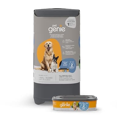 Pet Genie Pail | Dog Waste Disposal System for Outdoor and Indoor Odor Control | Dog Poop Trash can | Includes 1 Square Refill Bag That Lasts up to 2 Months
