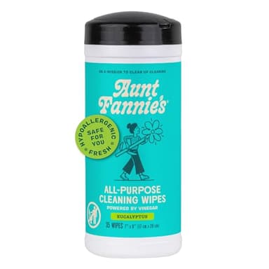 Aunt Fannie's Natural Cleaning Vinegar Wipes, Multipurpose Surface Cleaner, Eucalyptus Scent, 35 Count (Pack of 1)