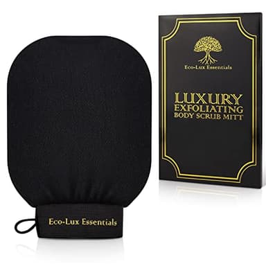 Eco Lux Exfoliating Mitt – Moroccan Exfoliating Glove, Premium Viscose Kessa Mitt for Deep Exfoliation & Dead Skin Removal, Fake Tan Remover, Heavy-Duty Reusable Body Scrub Glove for Bath & Shower