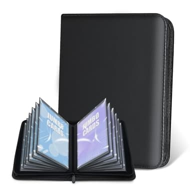 Jumbo Card Binder for PKM – WITHYU PU Leather Ringless Card Collection Binder with 60 Pockets, 5.9'' x 8.4''Card Holders Storage Album for Game Card (Black)