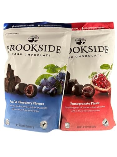 Generic Brookside Dark Chocolate 32oz (Pack of 2) (COMBO PACK : Acai & Blueberry + Pomegranate) Total 64 oz, Big