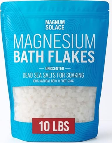 Magnesium Flakes for Bath - Magnesium Chloride Flakes - Dead Sea Salts for Soaking, 10 LBS