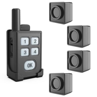 Portable Outdoor Perimeter Alarm System- 1/4 Mile Waterproof Wireless Motion Sensor&Detector- Personal Security for Wildlife&Stranger Alert(Camping,Hiking,Hunting,Fishing) (1 Receiver+4 Sensors)