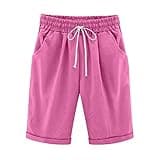 Bermuda Shorts for Women 2025 Casual Summer Beach Drawstring Shorts with Pocket Knee Length Loose Cute Vacation Short