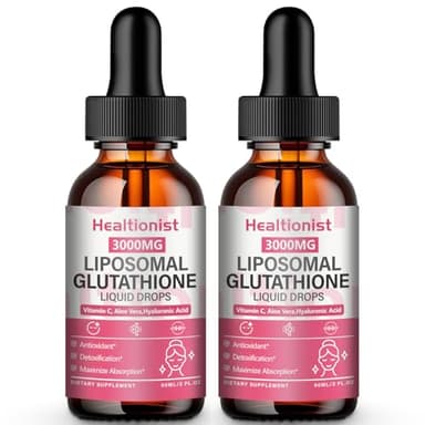 Healtionist 2 Pack 3000mg Liposomal Glutathione Liquid Drops with Vitamin C, 98% Absorption, Glutathione Liposomal Supplement, Powerful Antioxidant Complex for Immune System, Liver, 4 Fl Oz per Bottle