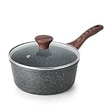 SENSARTE Nonstick Saucepan with Lid, 2.0 Quarts Small Pot with Swiss Granite Coating, Stay-cool Handle, Multipurpose Handy Sauce Pot Small Kitchen Cooking Pot, Induction Comptable, PFOA Free