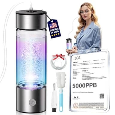 6.0 Upgrade Hydrogen Water Bottle & Hydrogen Absorption 【SGS Certification - 5000PPB】 Hydrogen Water Bottle 【NO.1-24-Hour Hydrogen Lock】 2026 SPE PEM Technique, Double Hydrogen Content - Silver