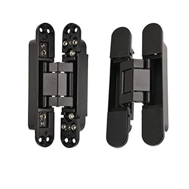 TamBee 6inch Hidden Door Hinges Invisible Hinges Concealed Hinges Zinc Alloy 180 Degree Swing Hinge 3 Way Adjustable Butt Hinge 6 x 2.5 x 1 inch Black (2 Pack)