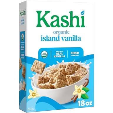 Kashi Breakfast Cereal, Organic, Fiber Cereal, Island Vanilla, 18oz Box (1 Box)
