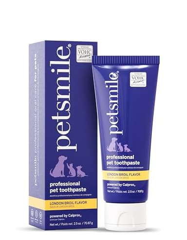 Petsmile Professional Pet Toothpaste for Cats & Dogs - Only VOHC Accepted Toothpaste - Clinically Proven to Control Plaque & Tartar Calprox Formula (London Broil, 2.5 Oz)