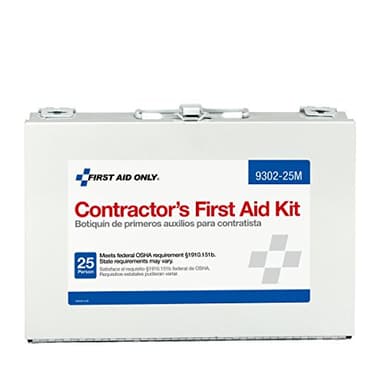 First Aid Only 9302-25M 25-Person Contractor's First Aid Kit for Home Renovation, Job Sites, and Construction Vehicles, 178 Pieces, White