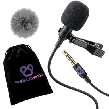 Purple Panda Wired Lavalier Microphone Omnidirectional – Attachable Lapel Mic Compatible with GoPro, DJI, Insta360, Tablet, iPad, DSLR, Camera, Ideal for Social Media Content Creators
