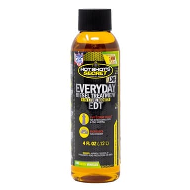Hot Shot’s Secret Everyday Diesel Treatment EDT 4 oz – Treats 100 Gallons – 6-in-1 Diesel Fuel Additive, Injector and Fuel System Cleaner, Boosts Cetane