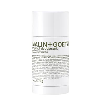 MALIN+GOETZ Bergamot Deodorant, natural effective odor & sweat defense, for all skin types, clear color, no residue/stains, free of aluminum, alcohol, baking soda, parabens, cruelty free 2.6 Fl Oz