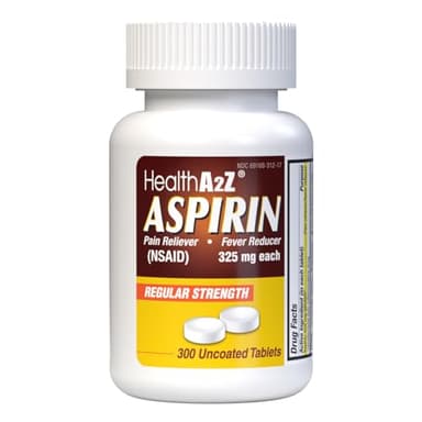 HealthA2Z® Aspirin 325mg | Uncoated Tablets |Original Strength | Pain Reliver | Fever Reducer | Compare to Bayer® Active Ingredients… (300 Counts)