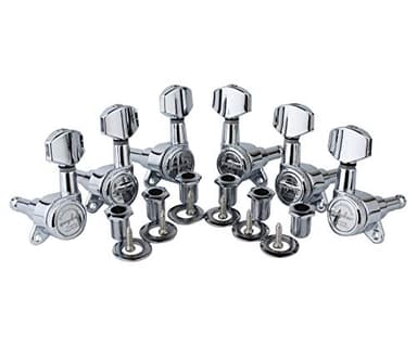 Guyker Guitar Locking Tuners (3L + 3R Handed) - 1:18 Lock String Tuning Key Pegs Machine Head with Hexagonal Handle Replacement for ST TL SG LP Style Electric, Folk or Acoustic Guitars - Chrome
